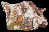 Tabular, Orange Wulfenite Crystals on Calcite - Los Lamentos, Mexico #139788-3